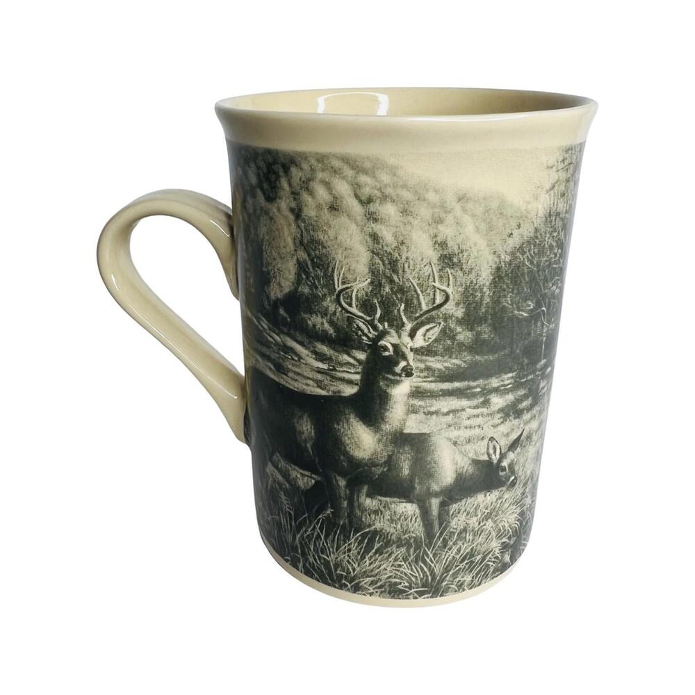 vintage 80s hunting Buck deer outdoor coffee tea mug Field & Stream Camo Camping
